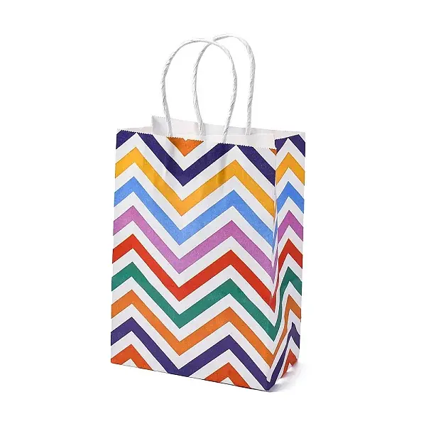 Wave Shaped Print Paper Packing Tote Bags