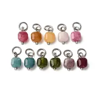 Natural Colorful Tourmaline Faceted Table Cut Cube Charms
