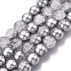 Electroplated Crackle Glass Beads Strands