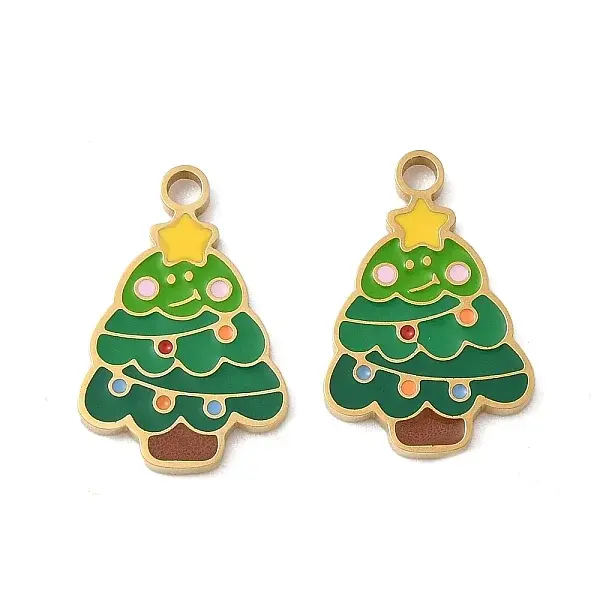 Christmas 304 Stainless Steel Enamel Pendants