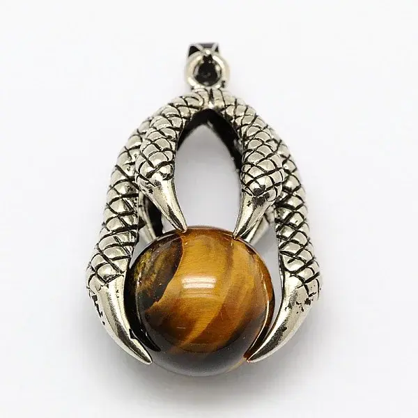 Vintage Natural Bezel Tiger Eye Pendants