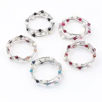 4-Loops Natural Striped Agate/Banded Agate(Dyed) Wrap Bracelets