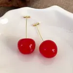 Cherry Zinc Alloy Resin Dangle Stud Earrings