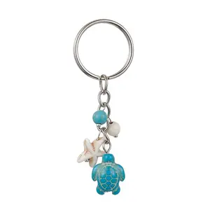 Turtle & Starfish Synthetic Turquoise Pendant Keychains