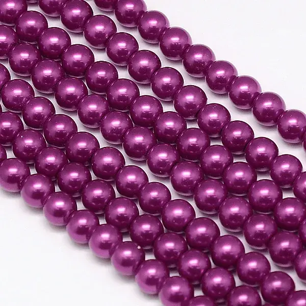 Eco-Friendly Dyed Glass Pearl Round Beads Strands