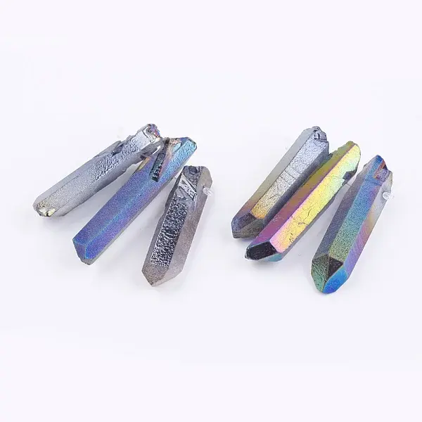 Electroplated Natural Quartz Crystal Graduated Beads Strands