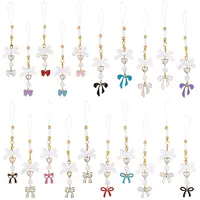 20Pcs Bowknot Allloy Enamel & Acrylic Mobile Straps