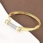 Brass Micro Pave Clear Cubic Zirconia Bangles for Women
