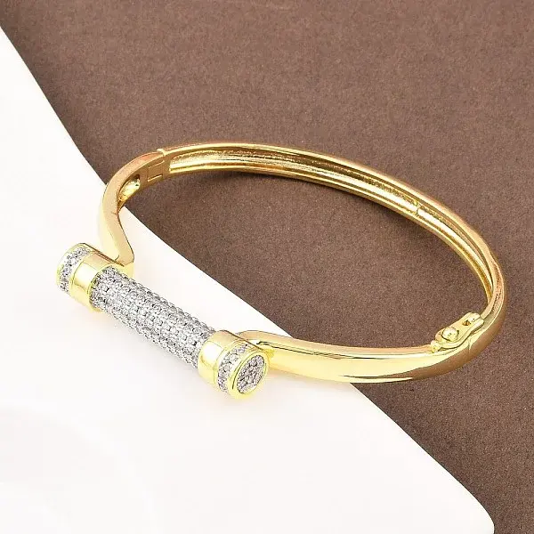 Brass Micro Pave Clear Cubic Zirconia Bangles for Women