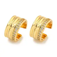 Brass Micro Pave Cubic Zirconia Cuff Earrings