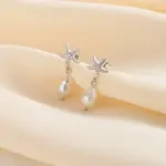 S925 Sterling Silver Starfish Dangle Stud Earrings