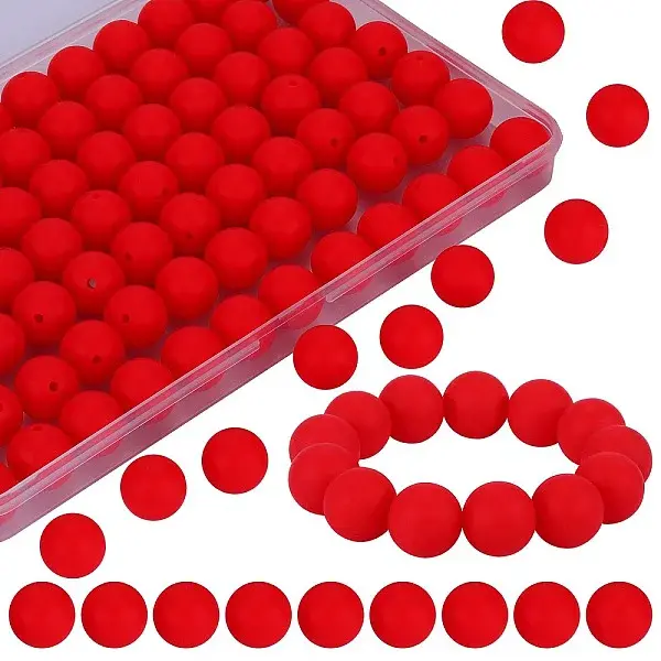 80Pcs Round Silicone Focal Beads