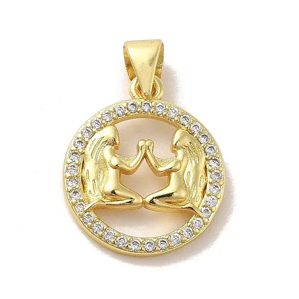 Zodiac Theme Brass Micro Pave Cubic Zirconia Pendants