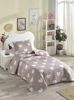 Přehoz + polštář 160x220 love - bílá, béžová, růžová