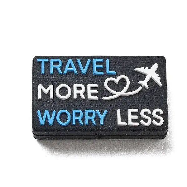 Rectangle with Word Food Grade Eco-Friendly Silicone Focal Beads