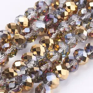 Electroplate Glass Faceted Rondelle Beads Strands