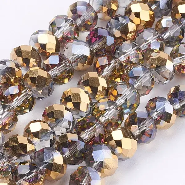 Electroplate Glass Faceted Rondelle Beads Strands