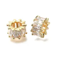 Brass Micro Pave Cubic Zirconia European Spacer Beads
