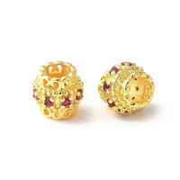 Brass Micro Pave Cubic Zirconia European Beads