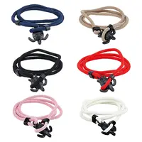 6Pcs 6 Colors Polyester Cord Two Loops Wrap Bracelets Set with Alloy Tortoise Clasps
