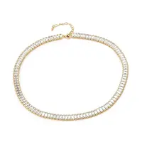 Brass Micro Pave Cubic Zirconia Link Chain Necklaces