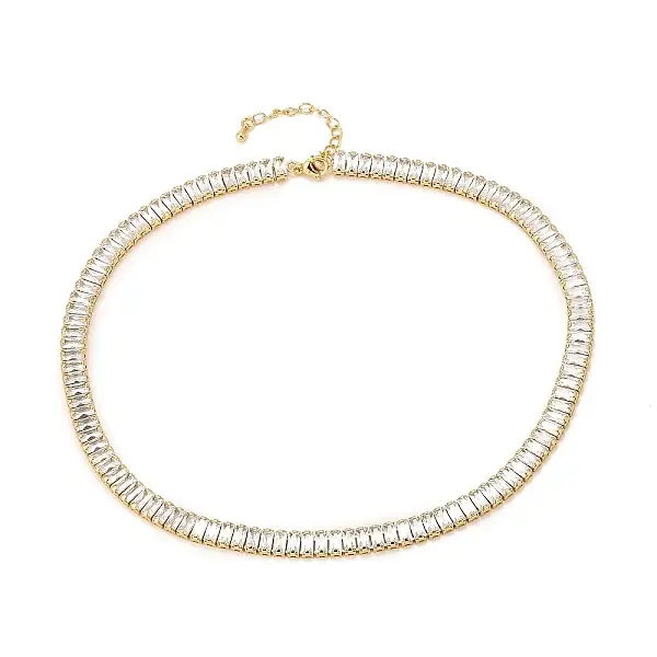 Brass Micro Pave Cubic Zirconia Link Chain Necklaces