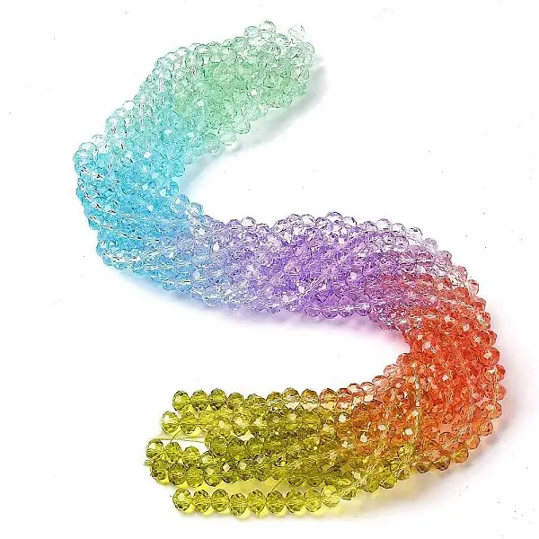 Transparent Painted Glass Beads Strands
