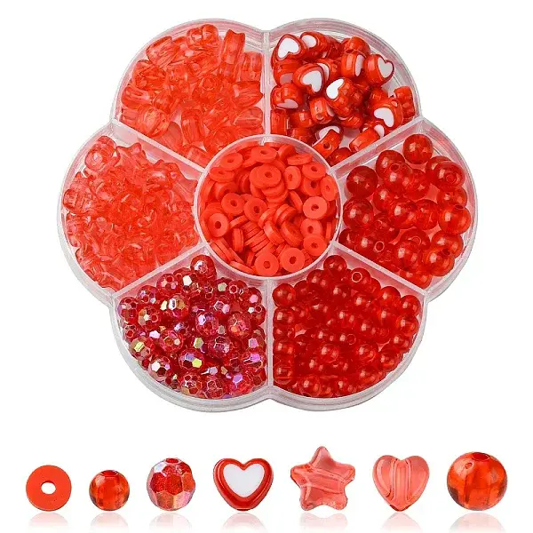 380Pcs 7 Styles Transparent Acrylic Beads