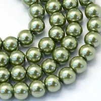 Baking Painted Pearlized Glass Pearl Round Bead Strands