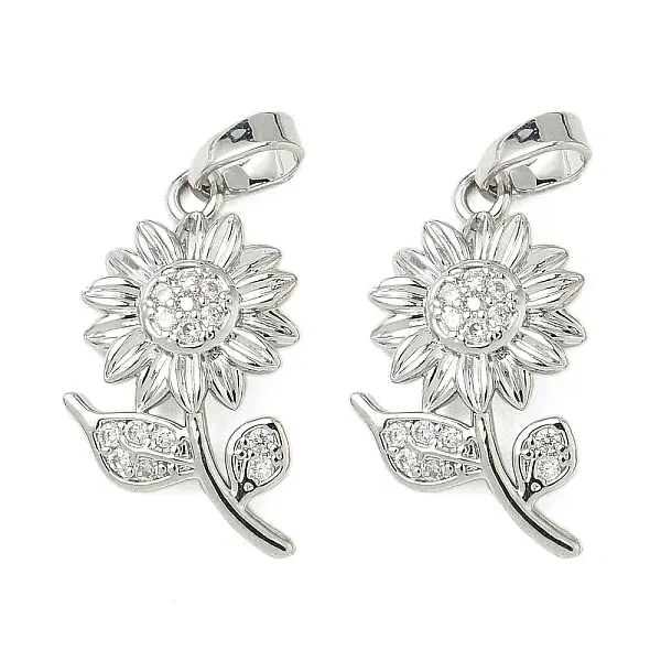 Brass Micro Pave Clear Cubic Zirconia Pendants