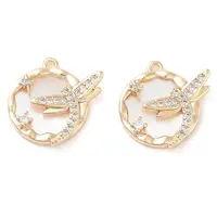 Brass Micro Pave Clear Cubic Zirconia Dragonfly Pendants