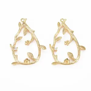 Brass Micro Pave Clear Cubic Zirconia Pendants