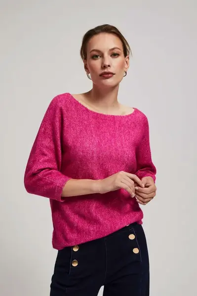 Marisse Fuchsia Sweater With 3/4 Sleeves