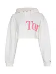 Tommy Jeans Mikina - TJW SUPER CROP BOLD TOMMY HOODIE biela