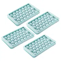 4 Pack 33-Cavity Plastic Round Ice Ball Mold for Making Frozen Whiskey Balls Popsicles and Lollipops - Blue