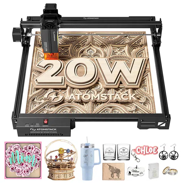 ATOMSTACK A20 Pro V2 20W Laser Engraver 400mm/s High Speed 0.01mm Precision 0.08 x 0.1mm Spot 400*365mm