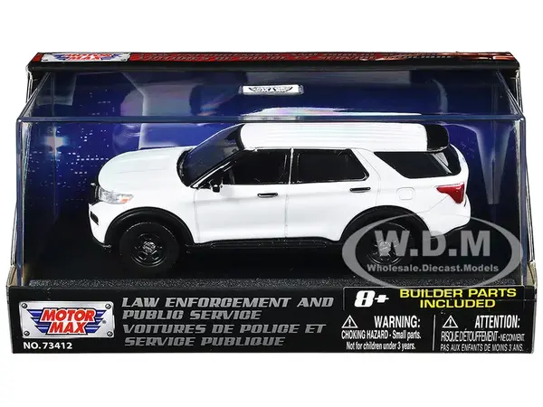 2022 Ford Police Interceptor Utility White Unmarked "Custom Builders Kit" "Law Enforcement and Public Service" Series 1/43 Diecast Model Car by Motor