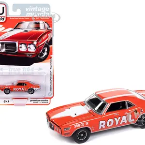 1969 Pontiac Firebird Royal Bobcat Carousel Red with White Stripes and Graphics "Vintage Muscle" Limited Edition 1/64 Diecast Model Car by Auto World