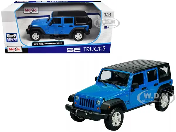 2015 Jeep Wrangler Unlimited Blue with Black Top "SE Trucks" Series 1/24 Diecast Model Car by Maisto