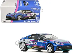 Toyota GR86 "Wakos" Blue with Graphics 1/64 Diecast Model Car by Pop Race