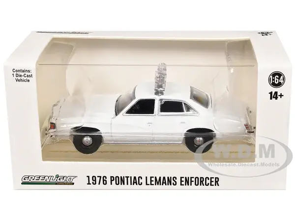 1976-77 Pontiac LeMans Enforcer White with Light Bar "Hot Pursuit - Hobby Exclusive" Series 1/64 Diecast Model Car by Greenlight