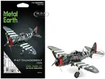 Model Kit Republic P-47 Thunderbolt Fighter Aircraft "The Jug" United States Army Air Forces (Moderate Difficulty) Steel Model by Metal Earth