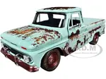 1966 Chevrolet C10 Fleetside Pickup Truck Light Green (Rusted) "Weathered Treasures" Series 1/24 Diecast Model Car by Motormax