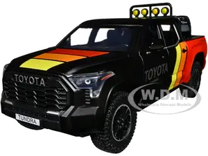 2023 Toyota Tundra TRD 4x4 Pickup Truck Black and Red with Stripes with Sunroof and Wheel Rack Limited Edition to 2400 pieces Worldwide 1/24 Diecast