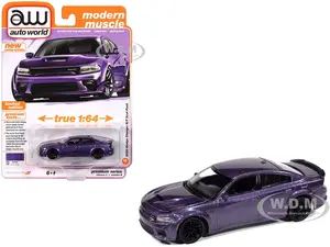 2023 Dodge Charger R/T Scat Pack Plum Crazy Metallic "Modern Muscle" Series 1/64 Diecast Model Car by Auto World