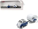 BMW Isetta Blue and White with Home Trailer 1/87 (HO) Diecast Model Car by Schuco