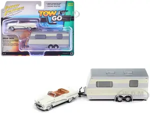 1953 Buick Super Cream with Travel Trailer Limited Edition "Tow &amp; Go" Series 1/64 Diecast Model Car by Johnny Lightning