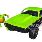 1967 Chevrolet Camaro Offroad Bright Green and Matt Black (Dirty Version) and Raphael Diecast Figure "Teenage Mutant Ninja Turtles" "Hollywood Rides"