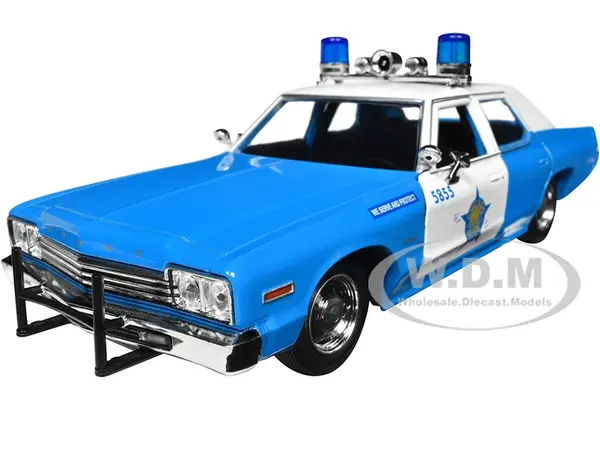 1974 Dodge Monaco Blue and White CPD "Chicago Police Department" (Illinois) "Hot Pursuit" Series 1/24 Diecast Model Car by Greenlight