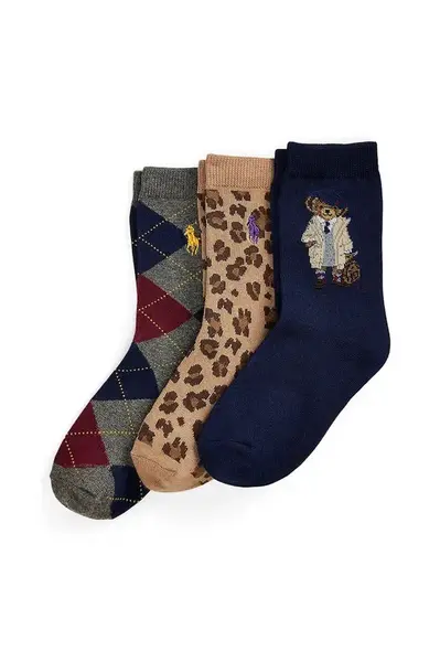 Dětské ponožky Polo Ralph Lauren 3-pack tmavomodrá barva, 447P03258001